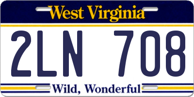 WV license plate 2LN708