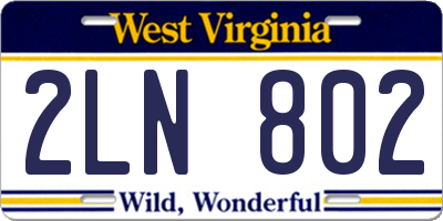 WV license plate 2LN802
