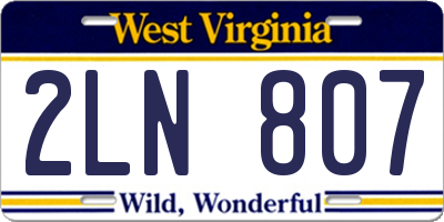 WV license plate 2LN807