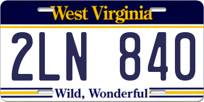 WV license plate 2LN840