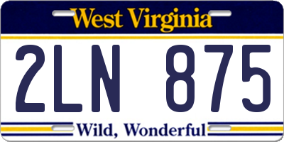WV license plate 2LN875