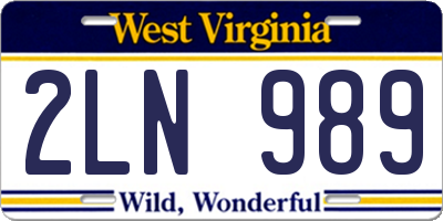 WV license plate 2LN989