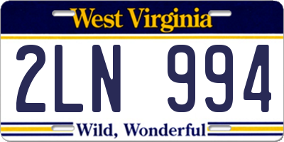WV license plate 2LN994