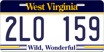 WV license plate 2LO159