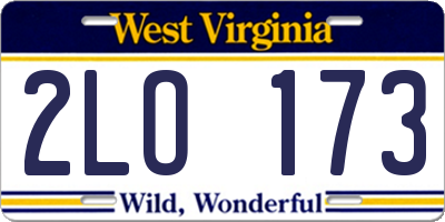 WV license plate 2LO173