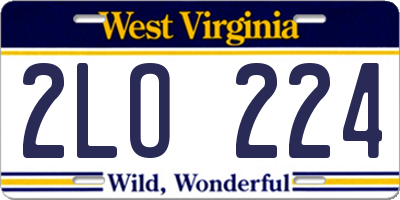 WV license plate 2LO224