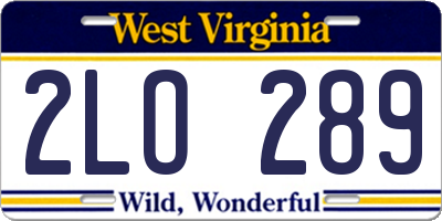 WV license plate 2LO289