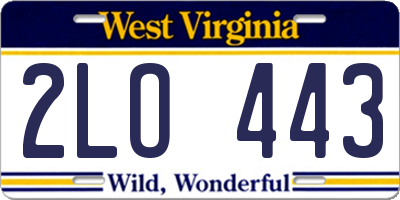 WV license plate 2LO443
