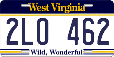 WV license plate 2LO462