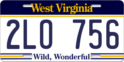 WV license plate 2LO756