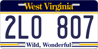 WV license plate 2LO807