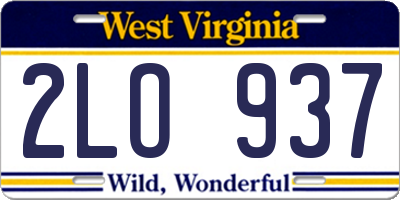 WV license plate 2LO937