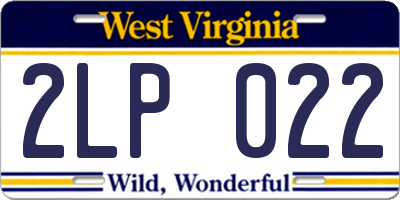 WV license plate 2LP022