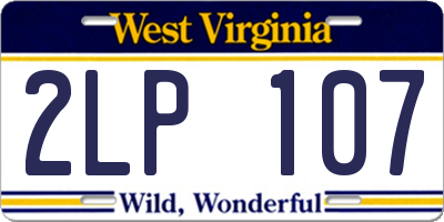 WV license plate 2LP107