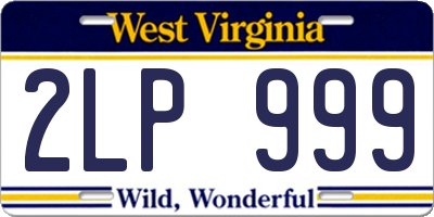 WV license plate 2LP999