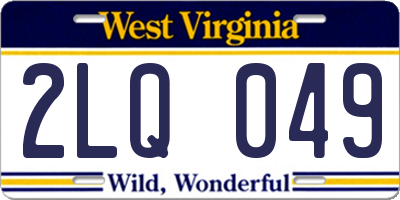 WV license plate 2LQ049