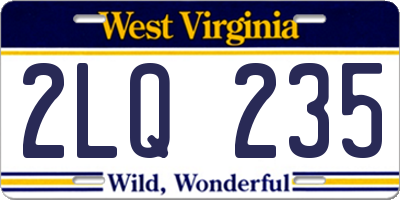 WV license plate 2LQ235