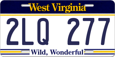 WV license plate 2LQ277