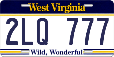 WV license plate 2LQ777