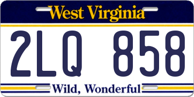 WV license plate 2LQ858