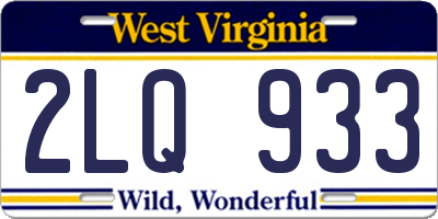 WV license plate 2LQ933