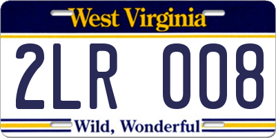 WV license plate 2LR008