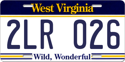 WV license plate 2LR026