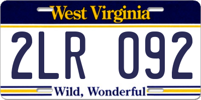 WV license plate 2LR092