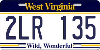 WV license plate 2LR135