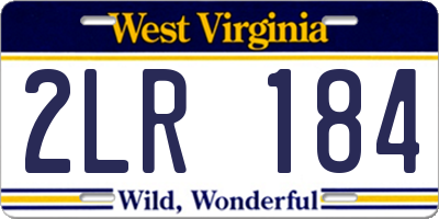 WV license plate 2LR184