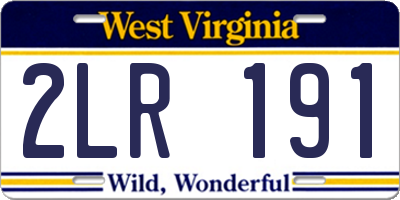 WV license plate 2LR191