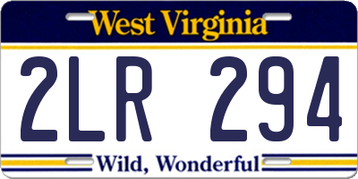 WV license plate 2LR294