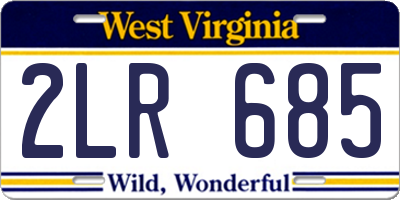 WV license plate 2LR685