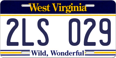 WV license plate 2LS029