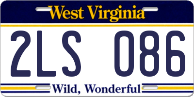 WV license plate 2LS086