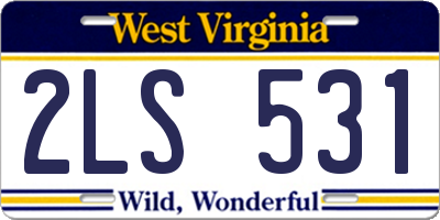 WV license plate 2LS531