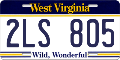 WV license plate 2LS805