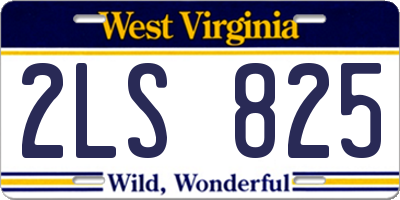 WV license plate 2LS825