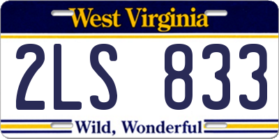 WV license plate 2LS833