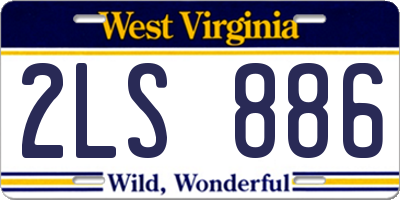 WV license plate 2LS886