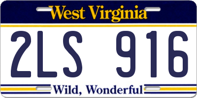 WV license plate 2LS916