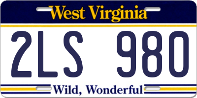WV license plate 2LS980