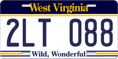 WV license plate 2LT088