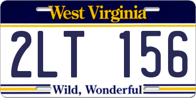 WV license plate 2LT156