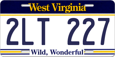 WV license plate 2LT227