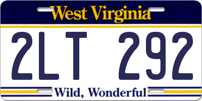 WV license plate 2LT292