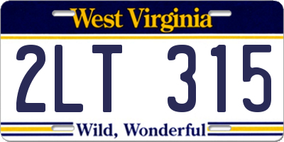WV license plate 2LT315