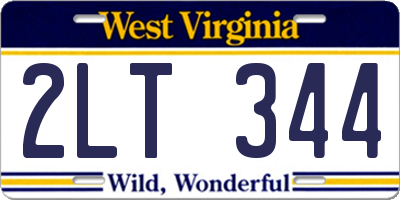 WV license plate 2LT344