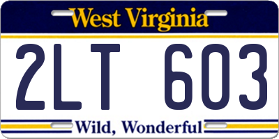 WV license plate 2LT603