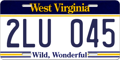 WV license plate 2LU045